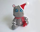 Christmas Amigurumi Animals, Baby Stuffed Animal, Hippo Crochet Toy, Amigurumi Hippoppotamus, Crochet Animals, amigurumi dolls, baby toys