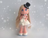 Christmas Pretty Girl Crochet, Amigurumi Fairy Doll, Christmas Elf Crochet, Snowman Hat, Ballerina, Tutu, Snow, Long hair Crochet, Beauty