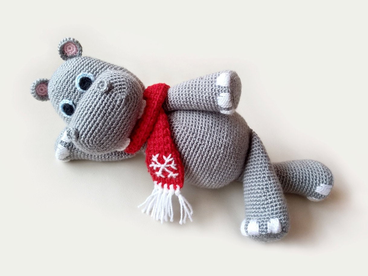 Christmas Stuffed Animals Crochet Hippo Plushes Hippopotamus | Etsy