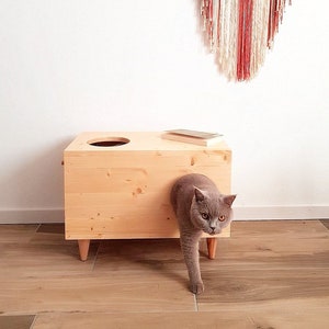 Cuccia per gatto, Mobile per animale domestico, Letto Gatto, Cuccia Coniglio, Casetta Gatto, Mobile moderno in legno di abete