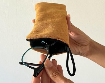 Soft Glasses Sleeve with Adjustable Neck Cord,  Eyewear Pouch, Sunglasses Holder Protective Case