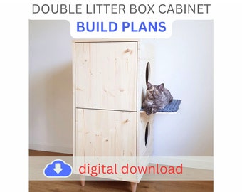 Two-Story Cat Litter Box Cabinet Build Plans (Digital Download)