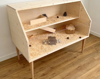 Modern Two-Story Hamster Cage: Two-Tier Wooden Guinea Pig Furniture