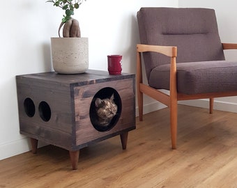Modern Cat House: Wooden Pet Hideaway, Cat Furniture