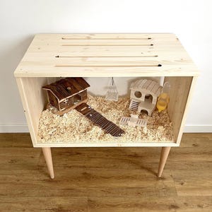 モダンな2階建てハムスターケージ：2段式木製モルモット用家具 - Etsy 日本
