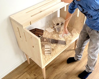 天然木製 2階建アクセサリー付ハムスターケージ Amazon | [Snughom]ハムスター ハウス ケージ 木製2階建て 天然
