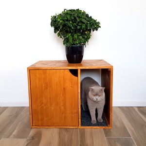 Modern Cat Litter Box Cabinet, Pet Furniture, Litter Box Cover, Cat House, Modern Litter Box Enclosure made of spruce wood