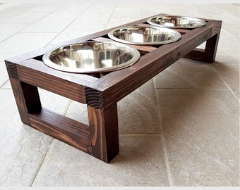 Triple Cat Feeder: Elevated Pet Food Stand with Stainless Steel Bowls
