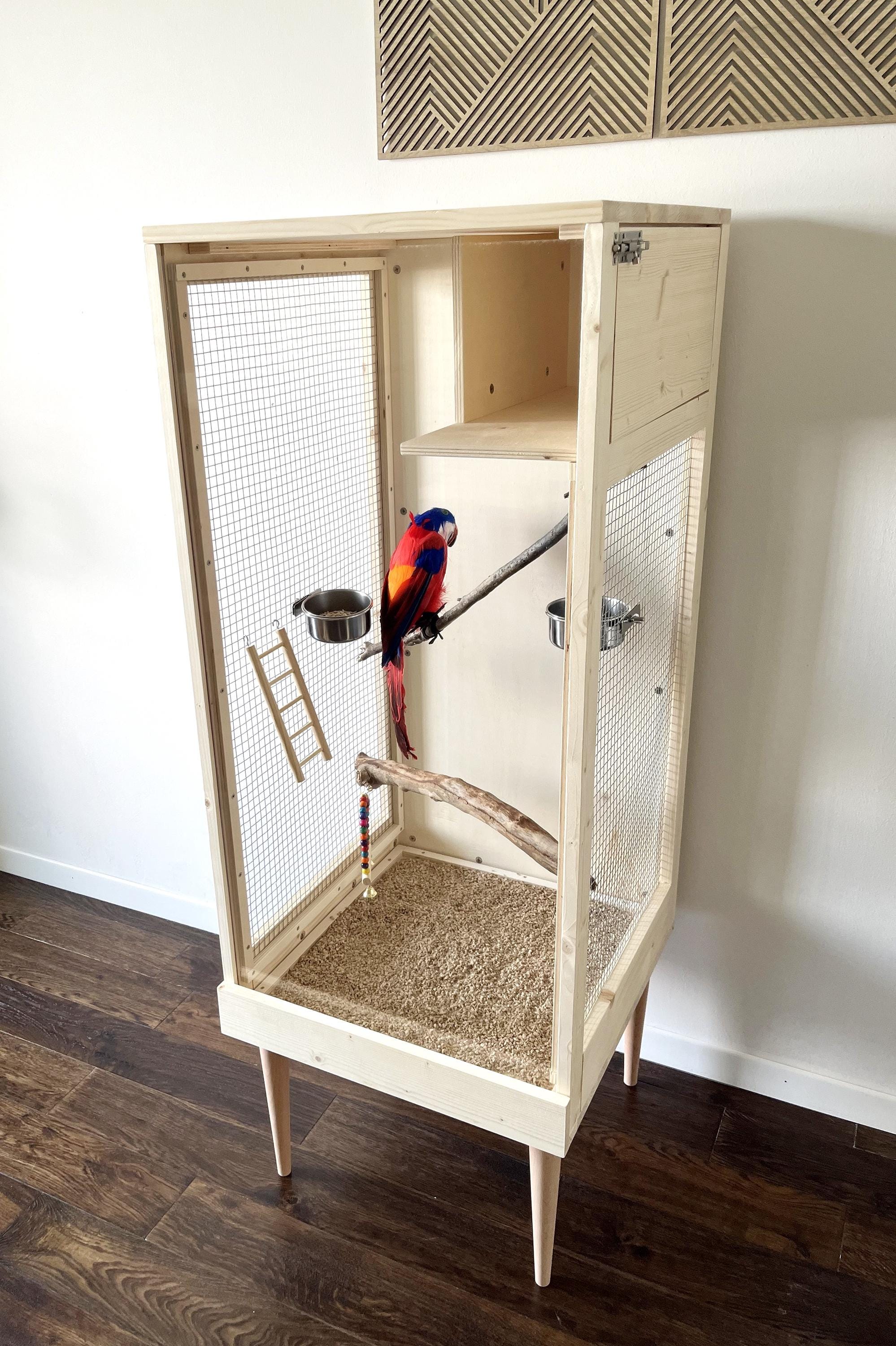 Hybrid Nest stand type Wood ・ガラスアリ飼育ケース Wooden Bird Cage Stand With Nest Box, Modern Vertical Parrot Condo