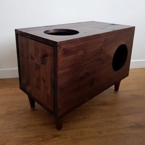 Casa para gatos, Cama para gatos, Escondite para gatos, Casa para conejos, Muebles para mascotas, Gabinete moderno para gatos hecho de madera de abeto Dark chocolate