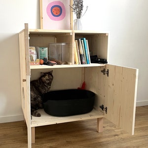 Modern Cat Litter Box Cabinet, Cat Litter Box Enclosure, Cat Litter Box Cupboard, Hide Litter Tray, Cat Furniture