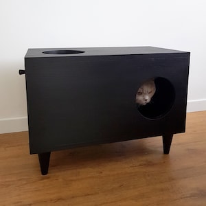 Casa para gatos, Cama para gatos, Escondite para gatos, Casa para conejos, Muebles para mascotas, Gabinete moderno para gatos hecho de madera de abeto imagen 8