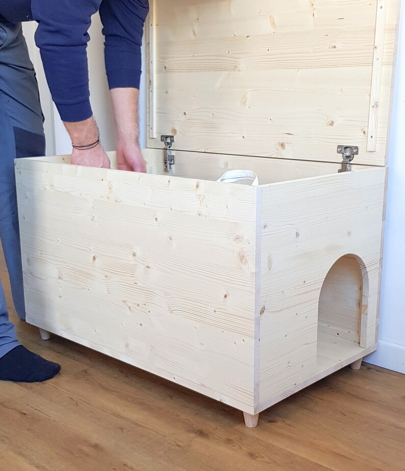 Modern Large Litter Box Made of Spruce Wood With Top Etsy