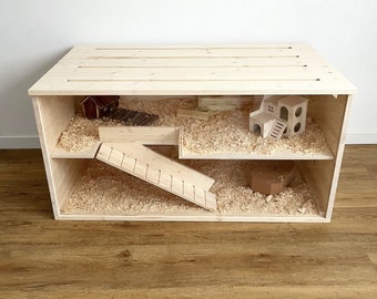 モダンな2階建てハムスターケージ：木製2段式モルモット用家具 - Etsy 日本