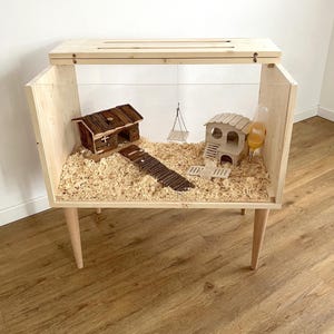 Picture of Mid-century Modern Hamster Cage: Wood Hamster Furniture - Etsy