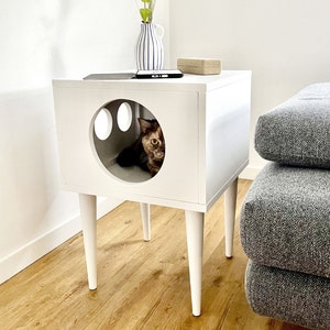 Cat House, Cat Bed, Cat Hideaway, Cat Furniture, Modern Cat Cabinet made of spruce wood