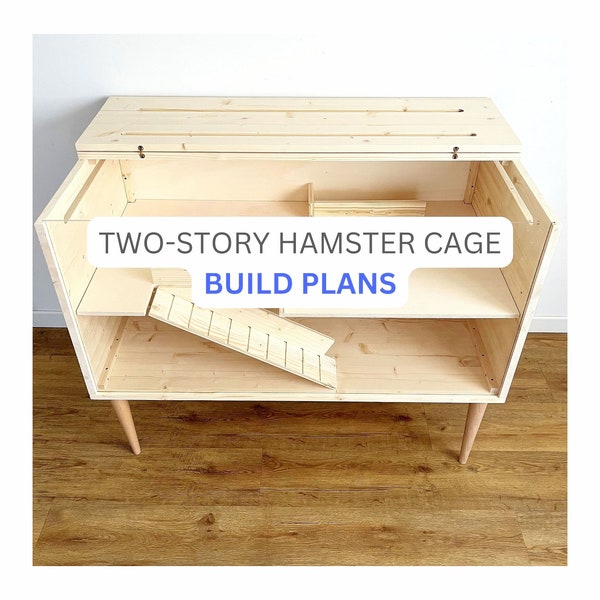 Plans de construction d'une cage pour hamster à deux étages, plans de meubles de hamster à faire soi-même, plans numériques pour l'habitat de petits animaux à faire soi-même, plans de construction