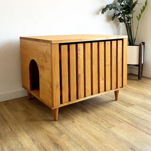 Mid-century Modern Litter Box Cabinet with Top Opening, Cat Litter Box Enclosure, Cat Litter Box Cupboard, Hide Litter Tray, Cat Furniture