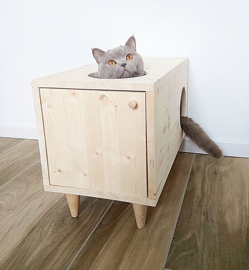 Cat House, Cat Bed, Cat Hideaway, Bunny House, Pet Furniture, Modern Cat Cabinet made of spruce wood image 5