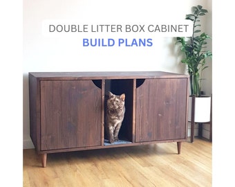 Cat Double Litter Box Cabinet Build Plans, DIY Litter Box Plans, Cat Furniture Plans, Digital Plans for DIY Cat Litter Box Enclosure