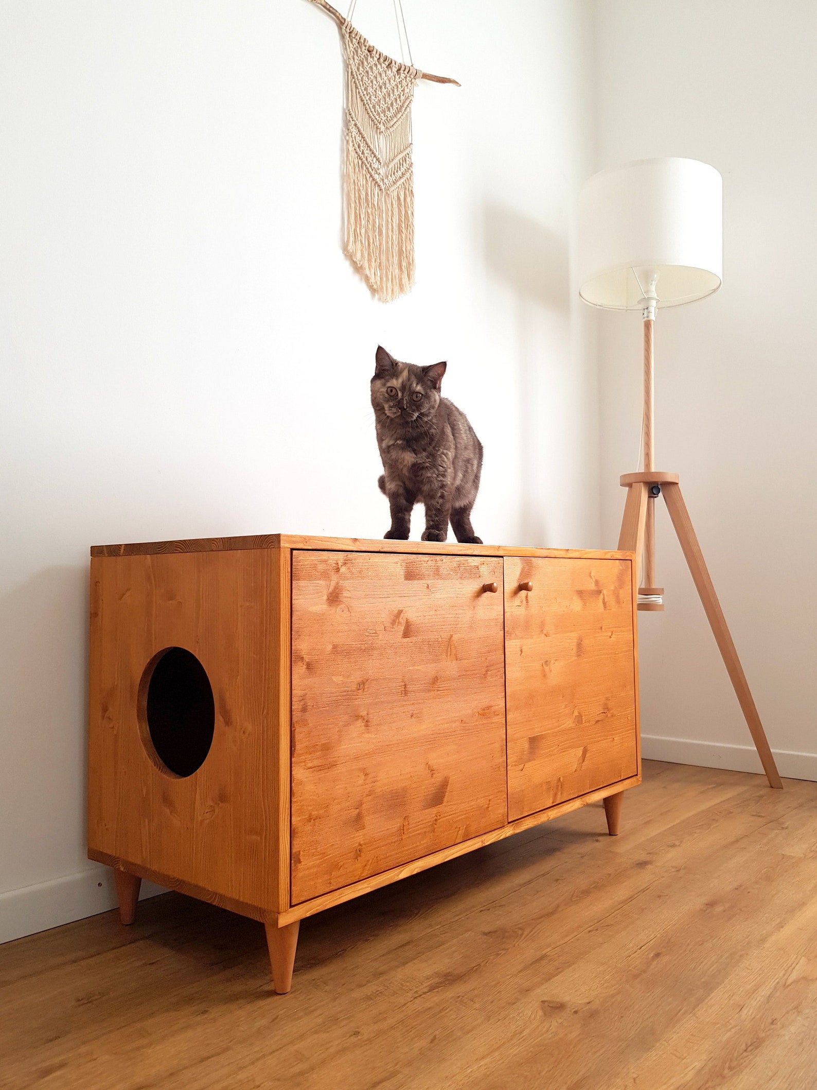 Double Cat Litter Box Midcentury Modern Litter Etsy