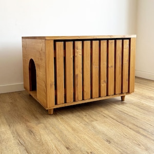 Bunny Litter Box - Hay Feeder Cabinet, 2 in 1 Modern Rabbit  Litter Cupboard, Guinea Pig Bunny Digging Box with Hay Feeder, Bunny Hutch
