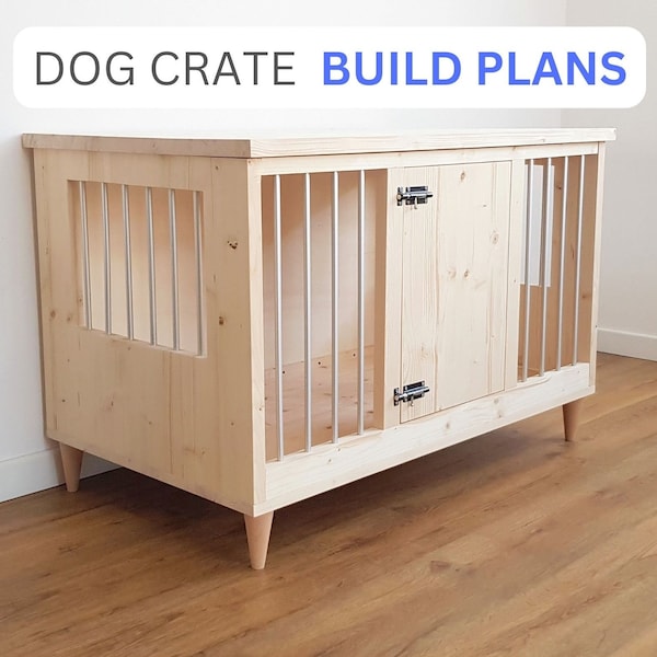 Modern Dog Crate Build Plans, DIY Dog Kennel Plans, Dog Furniture Plans, Digital Plans for DIY Dog Bed - House