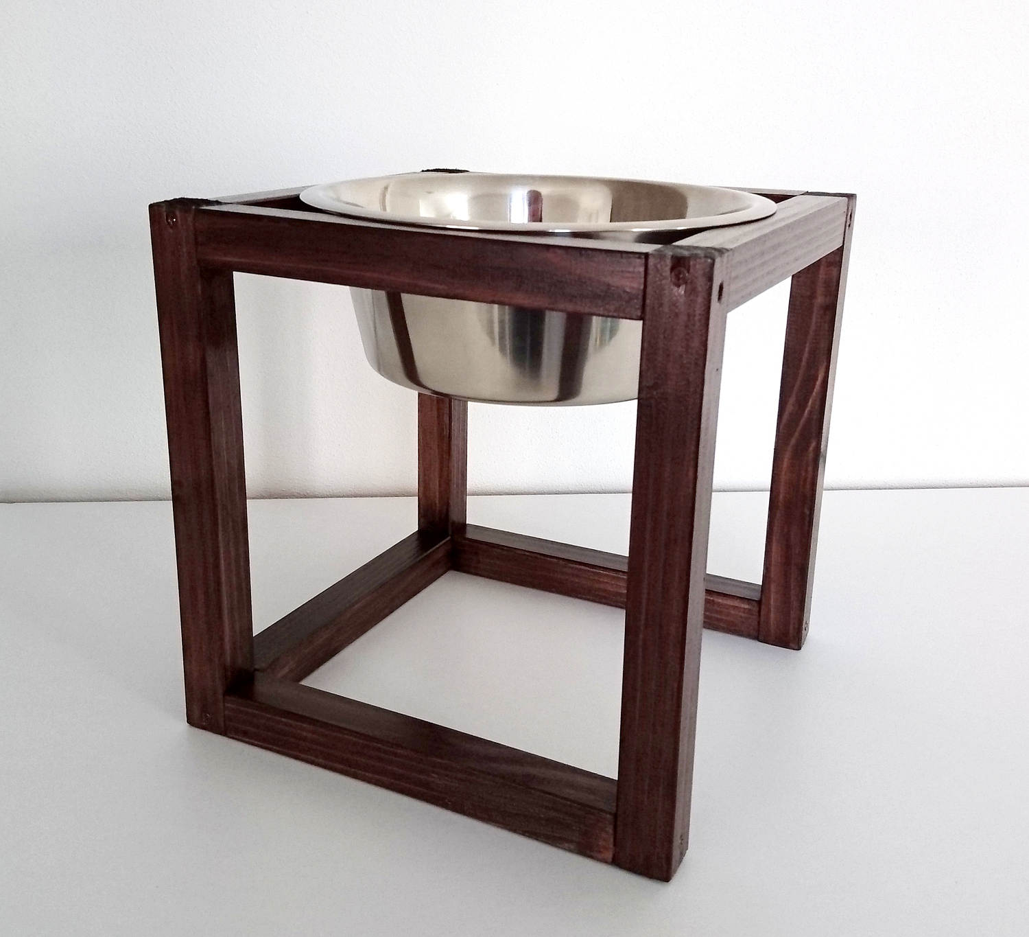 Wood Raised Dog Feeder Dog feeding station Pet Feeder made Etsy