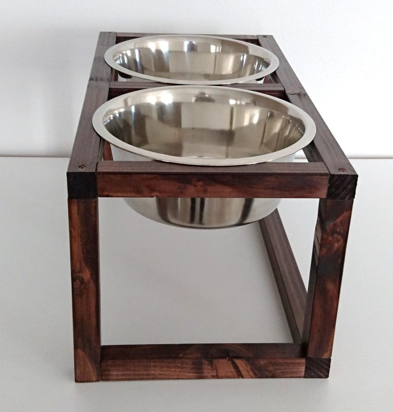 Wood Raised Dog Feeder Double Dog Feeder Dog feeding Etsy