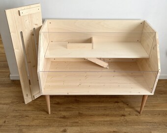 モダンな2階建てハムスターケージ：2段式木製モルモット用家具 - Etsy 日本