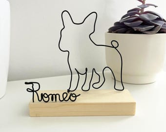 Personalized Wire French Bulldog Sculpture, Handmade Dog Lover Gift