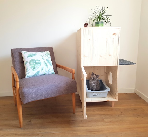 Armoire A Litiere Double Armoire A Litiere Pour Chat Sur Deux Etsy France