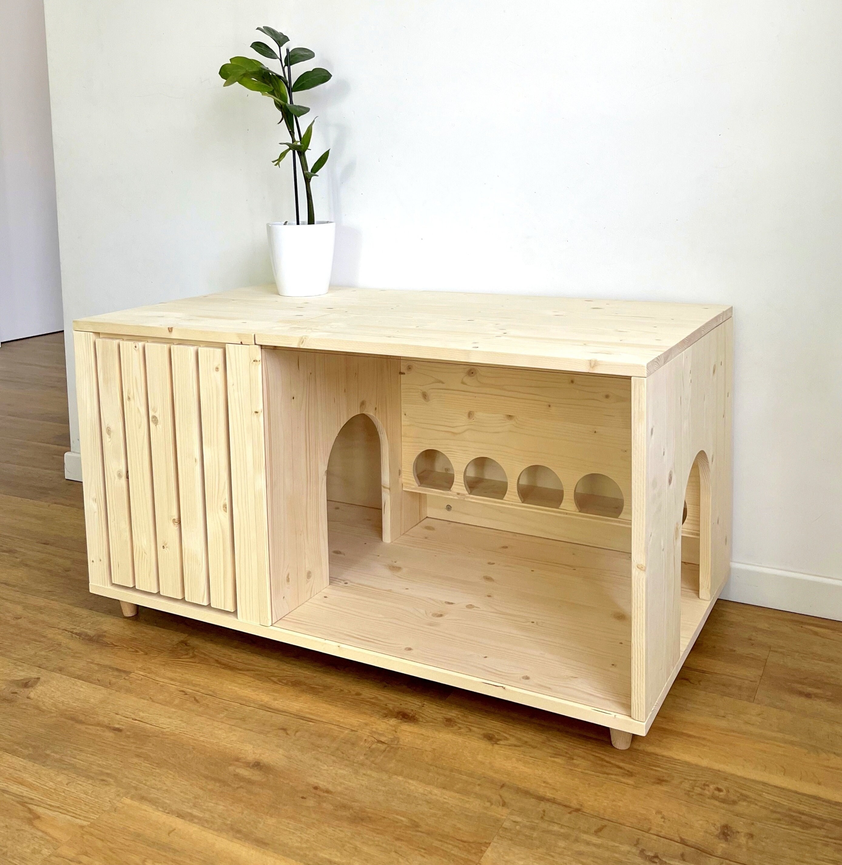 Modern Bunny VILLA Cabinet: Litter Box With Hay Feeder Bunny Hutch
