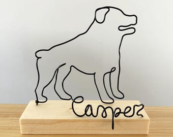 Personalized Wire Rottweiler Sculpture, Handmade Dog Lover Gift
