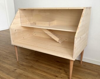 モダンな2階建てハムスターケージ：2段式木製モルモット用家具 - Etsy 日本