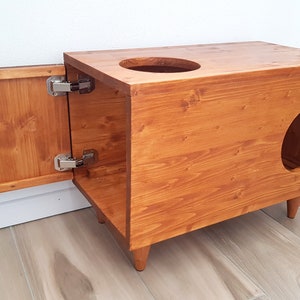 Casa para gatos, Cama para gatos, Escondite para gatos, Casa para conejos, Muebles para mascotas, Gabinete moderno para gatos hecho de madera de abeto imagen 6