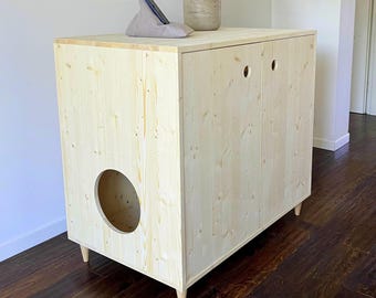 Mid-century Modern Litter Robot 4 / 5 Cabinet: Automatic Self-Cleaning Cat Litter Box Enclosure Furniture
