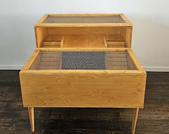 LUX Two-Story Guinea Pig Cage: Two-Tier Wooden Hamster Tortoise Furniture