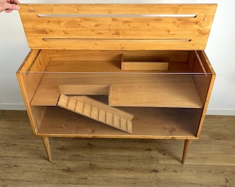 Modern 2-Floors Hamster Cage: Wooden Two-Tier Guinea Pig Furniture