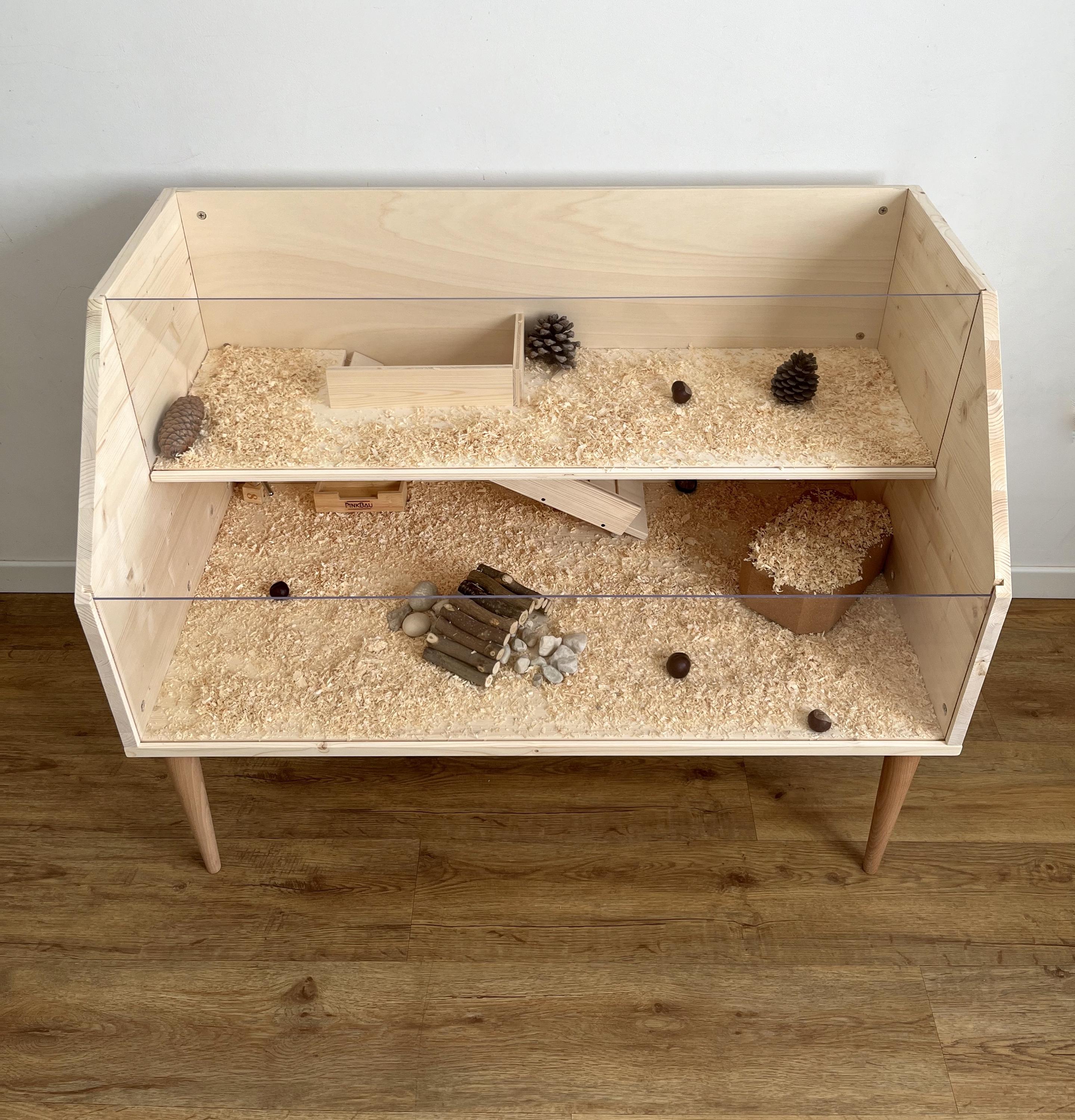 モダンな2階建てハムスターケージ：2段式木製モルモット用家具 - Etsy 日本