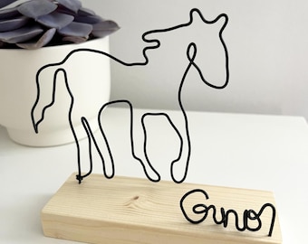Personalized Wire Horse Sculpture, Handmade Horse Lover Gift
