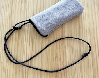 Soft Glasses Case with Adjustable Neck Cord, Eyewear Pouch, Sunglasses Holder Protective Sleeve