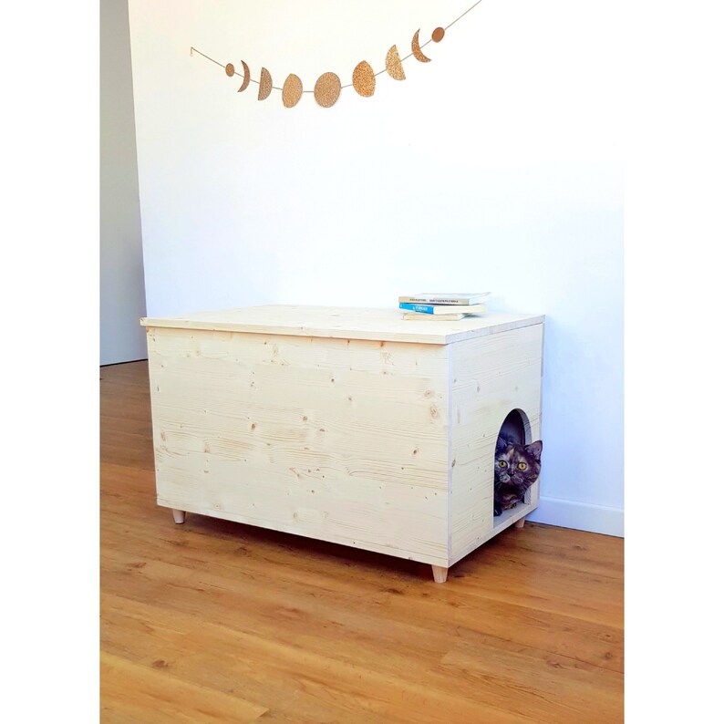 Modern Large Litter Box Made of Spruce Wood With Top Etsy