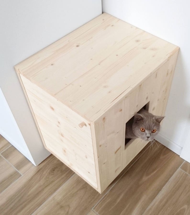 Cat Litter Box Cover Pet Furniture Cat House Modern Litter Etsy