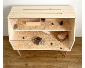 モダンな2階建てハムスターケージ：2段式木製モルモット用家具 - Etsy 日本