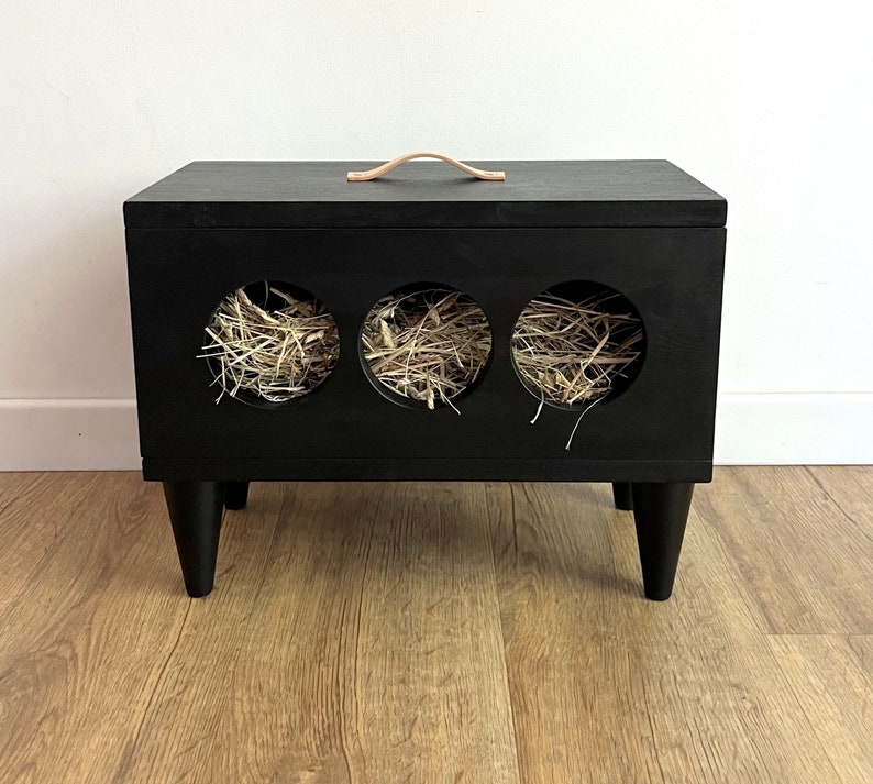 Raised Bunny Hay Feeder: Modern Wood Rabbit Hay Rack - Etsy