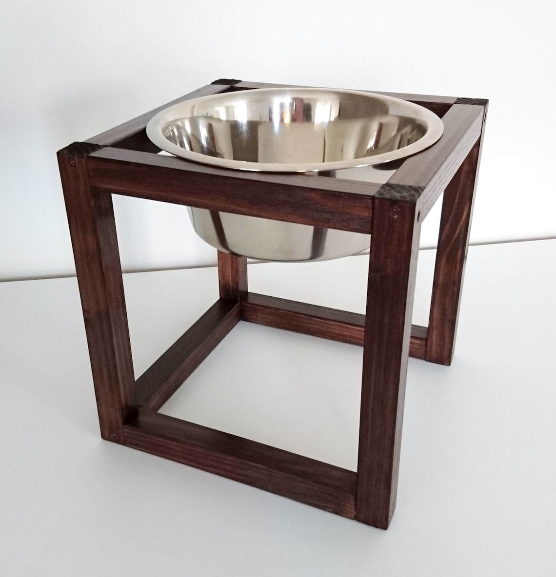 Wood Raised Dog Feeder Dog feeding station Pet Feeder made Etsy