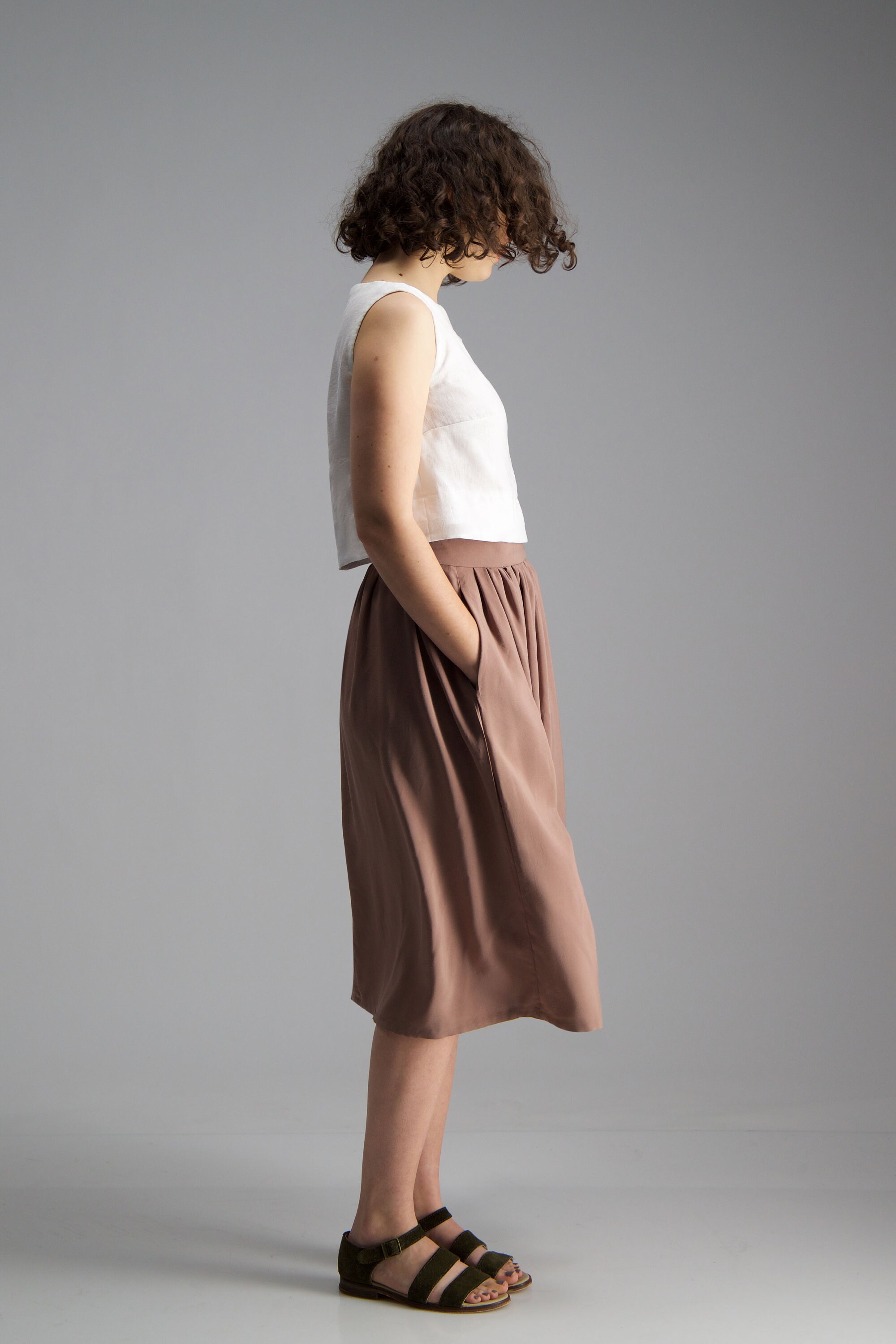 Amy Skirt Full gathered midi skirt Digital sewing pattern | Etsy