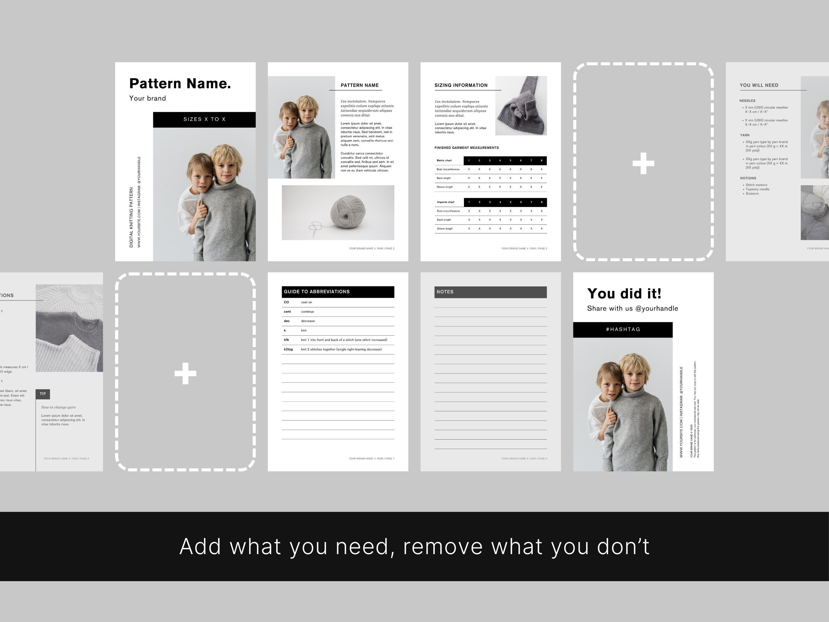 Bold Minimalist Knitting Pattern Template | Canva Template | A4 PDF ...