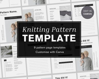 Bold Minimalist Knitting Pattern Template | Canva Template | A4 PDF Pattern Template